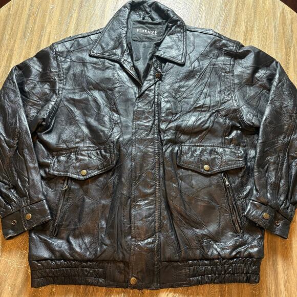 Vintage Firenze Leather Men's Large Bomber Jacket - Picture 1 of 8